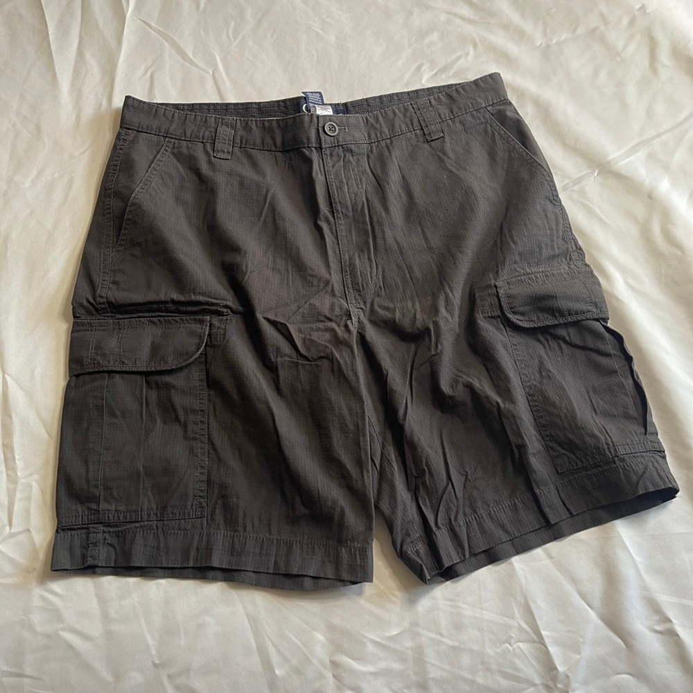 Chaps Mens Cargo Shorts‎ Size 36 Charcoal Grey Ripstop Cotton Utility Hiking